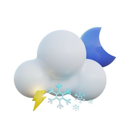 Snowy And Lightning Clear Night  3D Icon