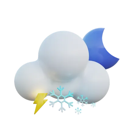 Snowy And Lightning Clear Night  3D Icon