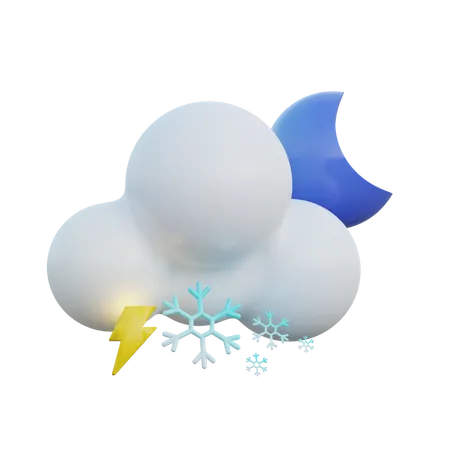 Snowy And Lightning Clear Night 3D Icon