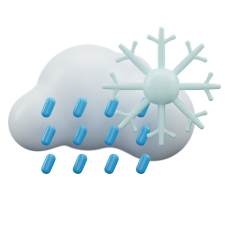 Snowy Cloud Rain  3D Icon