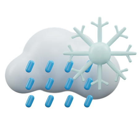 Snowy Cloud Rain 3D Icon
