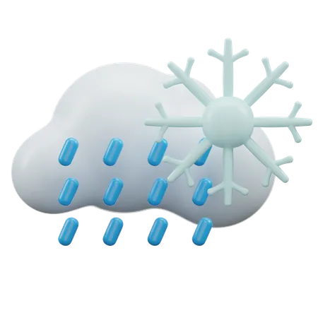 Snowy Cloud Rain 3D Icon