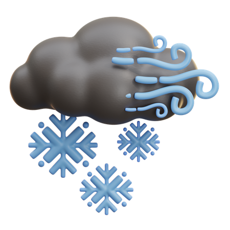 Snowy Cloud With Wind  3D Icon
