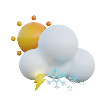 Snowy Day And Thunder  3D Icon