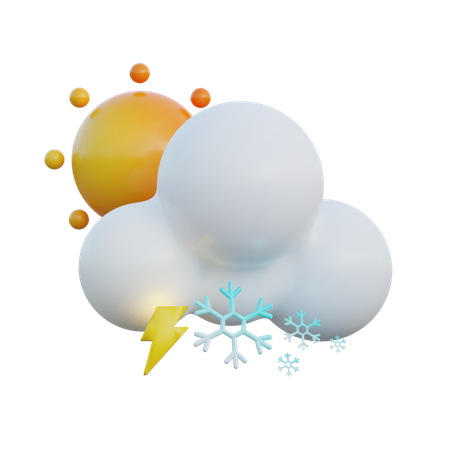 Snowy Day And Thunder  3D Icon