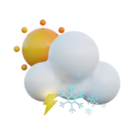 Snowy Day And Thunder  3D Icon