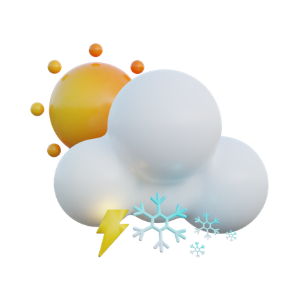 Snowy Day And Thunder 3D Illustration