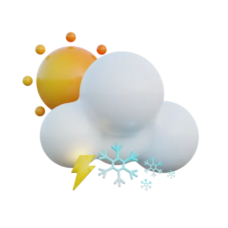 Snowy Day And Thunder 3D Icon