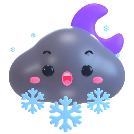Snowy Night  3D Icon