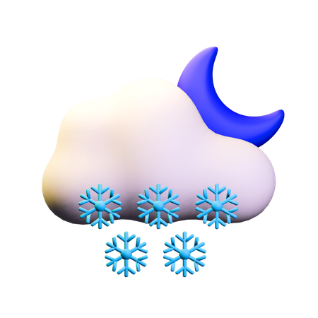 Snowy Night Weather  3D Icon