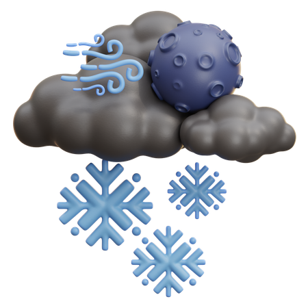 Snowy Night With Moon And Moon  3D Icon