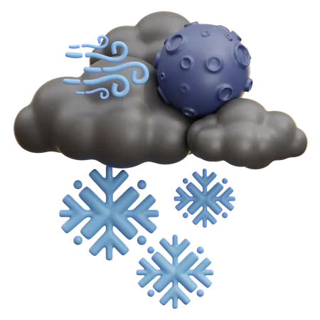 Snowy Night With Moon And Moon  3D Icon