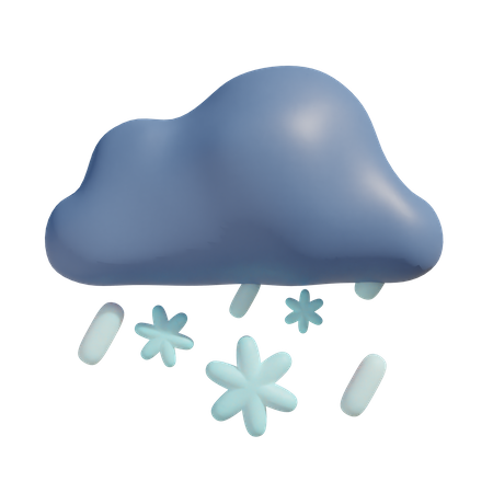 Snowy Rain  3D Illustration