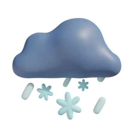 Snowy Rain  3D Illustration