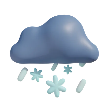 Snowy Rain 3D Illustration