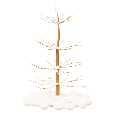 3 D Cute Cartoon Snow Covered Bare Tree Branches In Winter Winter Season 3D Icon