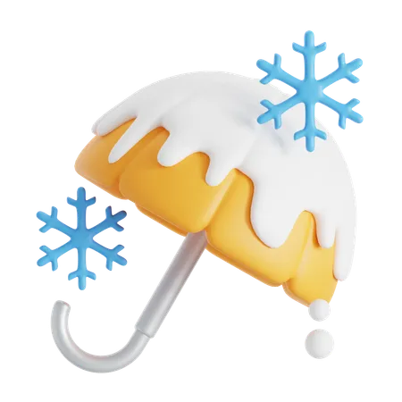 Snowy On Umbrella 3D Icon