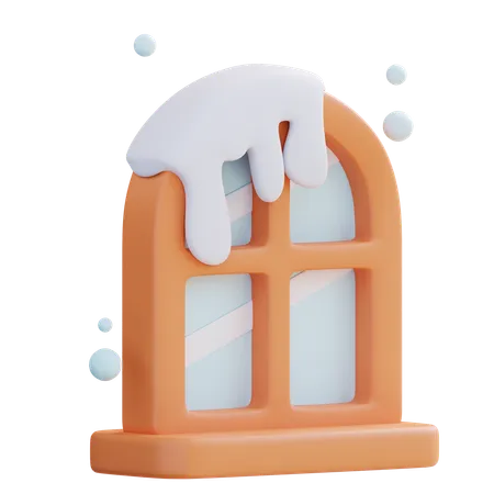 3 D Illustration Snowy Window 3D Icon