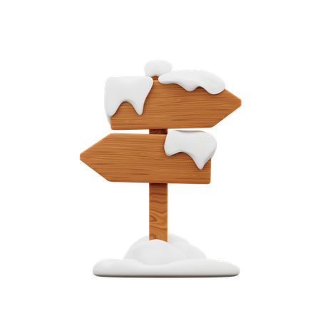 Snowy Wood Signboard  3D Icon