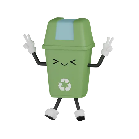 So Happy Trash Bin  3D Illustration