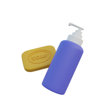 Soap And Liquid Wash  3D Illustration