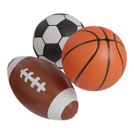 Soccer Ball Basketball Rugby Icons Minimal 3 D Illustration School Education 3D Icon