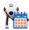Soccer Ball Character Holding Calendar Planning Schedule