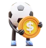 Soccer Ball Character Holding Coin