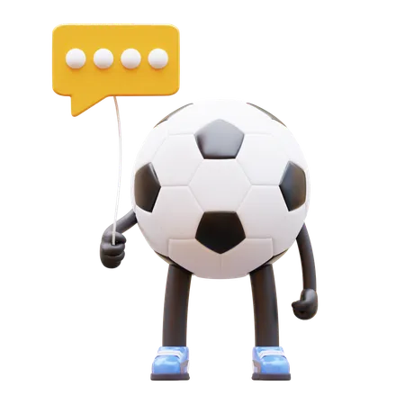 Soccer Ball Character Holding Communication Balloon  3D Illustration