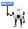 Soccer Ball Character Holding Follow Sign