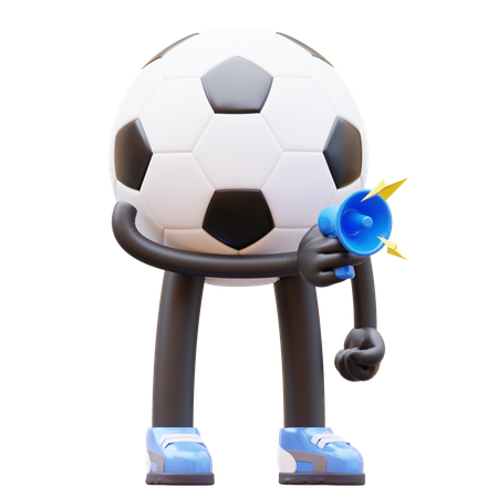Soccer Ball Character Holding Megaphone For Marketing  3D Illustration