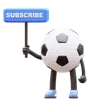 Soccer Ball Character Holding Subscribe Sign