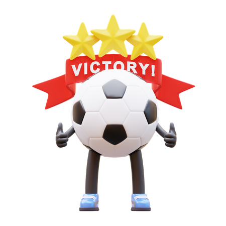 Soccer Ball Character Winner And Earn Stars  3D Illustration