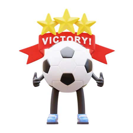 Soccer Ball Character Winner And Earn Stars  3D Illustration