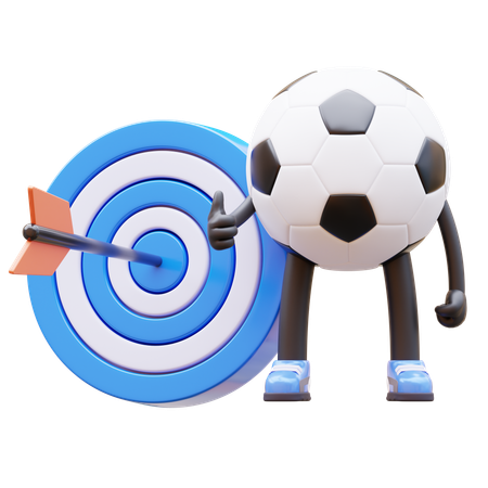 Soccer Ball Character With Target  3D Illustration