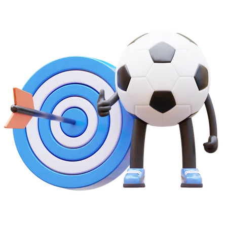 Soccer Ball Character Holding A Dart And An Arrow 3D Illustration