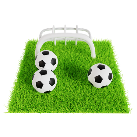 Soccer Balls on Green Field  3D Icon