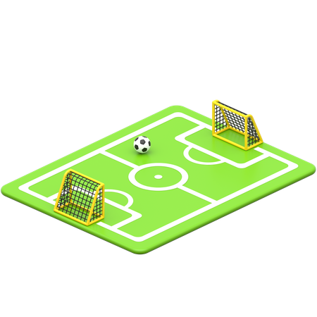 Soccer Field With Ball And Goals  3D Icon