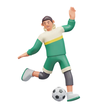 Soccer Kick  3D Illustration