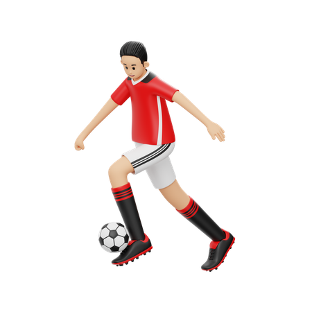 Soccer Player Dribbling Skill  3D Illustration