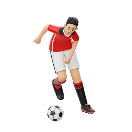 Soccer Player Dribbling Skill  3D Illustration