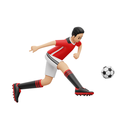 Soccer Player Kick Ball  3D Illustration