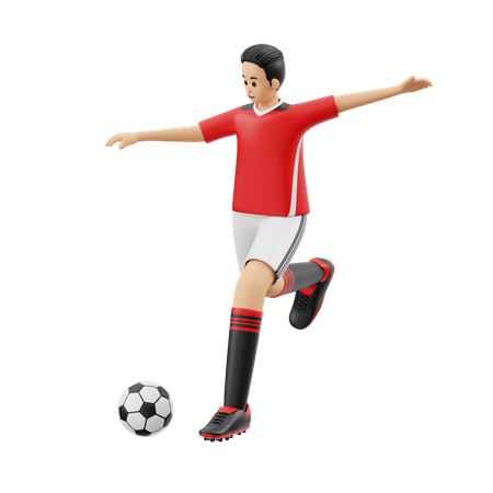 Soccer Player Kick Ball  3D Illustration