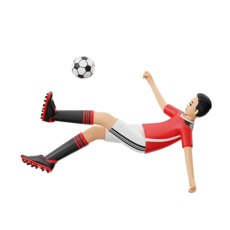 Soccer Player Overhead Kick  3D Illustration