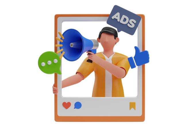 Social Advertising  3D Illustration