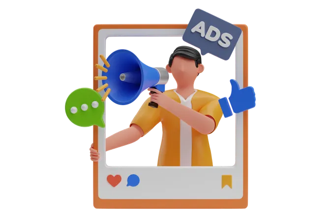 Social Advertising  3D Illustration