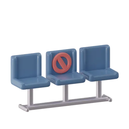 3 D Render Seat Social Distancing Concept 3D Icon
