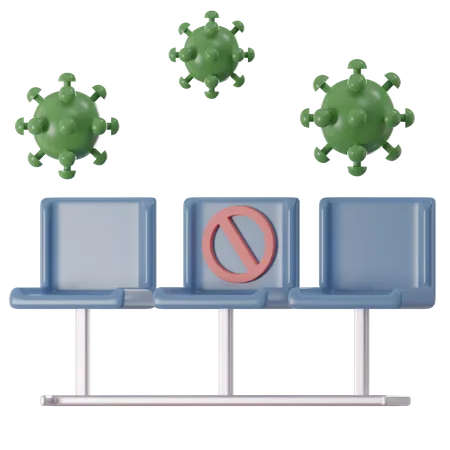 Social Distance Emblems 3 D Rendered Chairs For Meeting Safety 3D Icon
