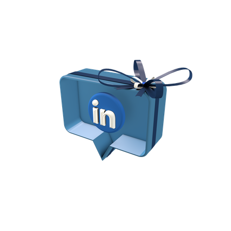 Caixa de presente social com LinkedIn  3D Icon