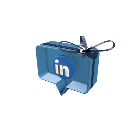 Caixa de presente social com LinkedIn  3D Icon